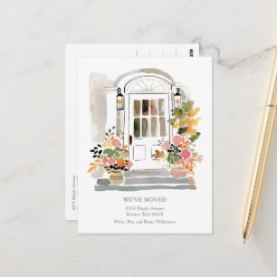 Carte Postale Porte d'entrée florale aquarelle Nous avons déména