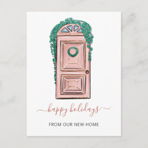 Carte Postale Porte d'entrée rose Nous avons déménagé Vacances D