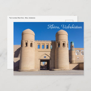 Carte Postale Porte Ouest à deux tours - Khiva, Ouzbékistan