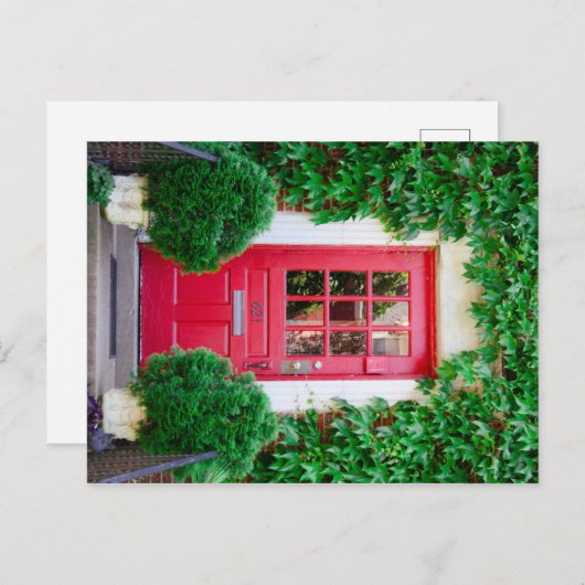 Carte postale Porte rouge (Devant / Derrière)