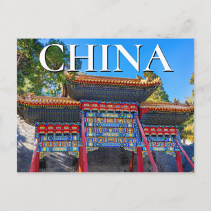 Carte Postale Porte Rouge Bleue Île de Jade Fleur