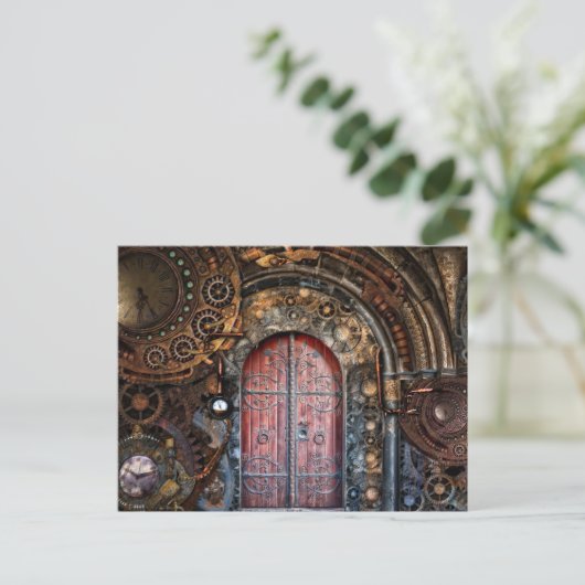 carte postale porte steampunk (Debout devant)