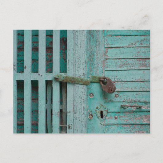 Carte Postale Porte Turquoise Patinée (Devant)