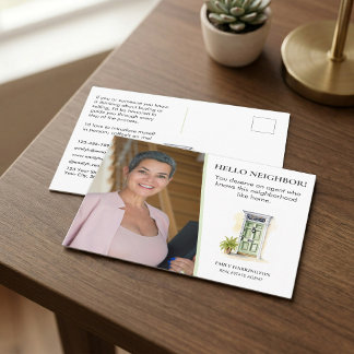 Carte Postale Porte Verte Aquarelle Bonjour Agent Immobilier