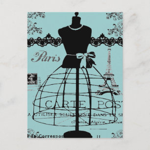 Carte Postale Porte-vêtements de Paris, style vintage