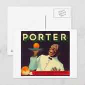 Carte Postale Porter Orange LabelPorterville, CA (Devant / Derrière)