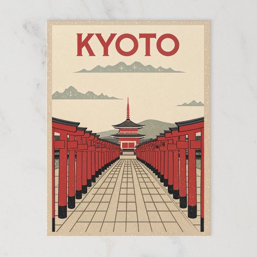 Carte Postale Portes rouges Torii dans Kyoto rétro