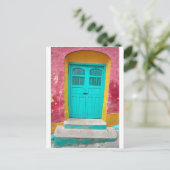 Carte Postale Portes vertes entrée en bois surannée (Debout devant)