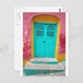 Carte Postale Portes vertes entrée en bois surannée (Devant / Derrière)