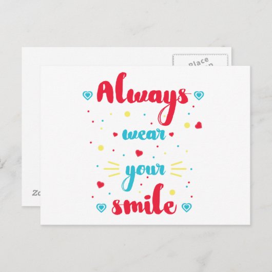 Carte Postale Portez toujours votre sourire Demande de prix Moti (Devant / Derrière)