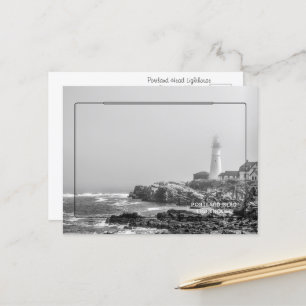 Carte Postale Portland Head Lighthouse noir et blanc