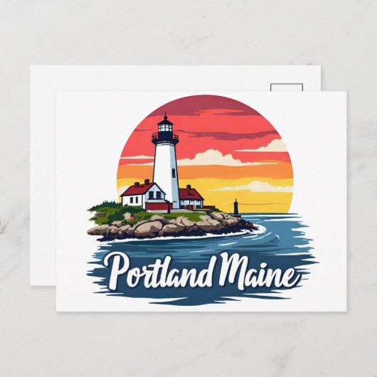 Carte Postale Portland, Maine | Phare (Devant / Derrière)