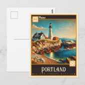 Carte Postale Portland, Maine | VINTAGE (Devant / Derrière)