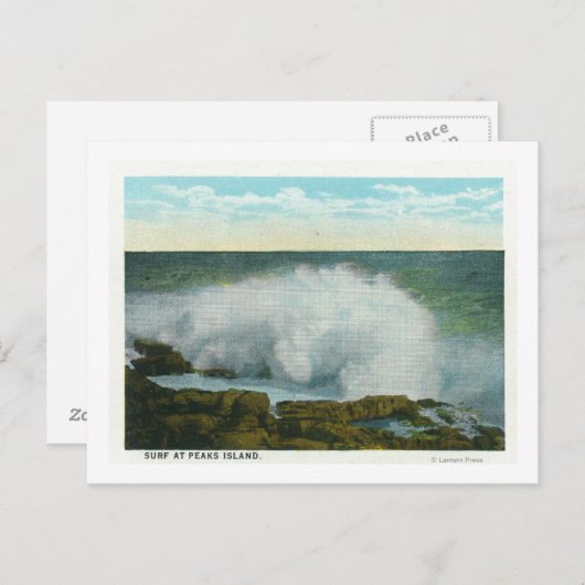 Carte Postale Portland, MainePeaks Island Vue sur le Surf (Devant / Derrière)