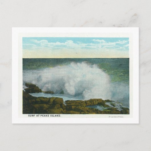 Carte Postale Portland, MainePeaks Island Vue sur le Surf (Devant)