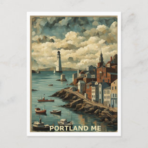 Carte Postale Portland ME Design graphique Abstrait inspiré