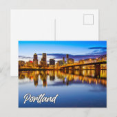Carte Postale Portland, Oregon, Au coucher du soleil (Devant / Derrière)