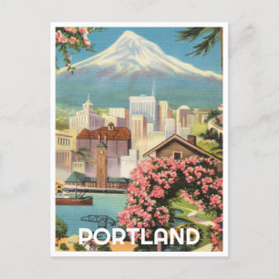 Carte Postale Portland Oregon avec Mt Hood vintage