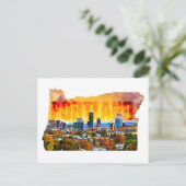 Carte Postale Portland Oregon Cityscape in Map Outline (Debout devant)