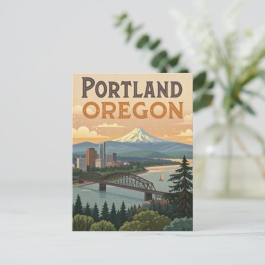 Carte Postale Portland Oregon Mont Hood Skyline (Debout devant)