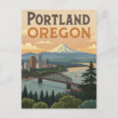 Carte Postale Portland Oregon Mont Hood Skyline (Devant)