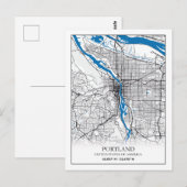 Carte Postale Portland Oregon USA Travel City Plan (Devant / Derrière)