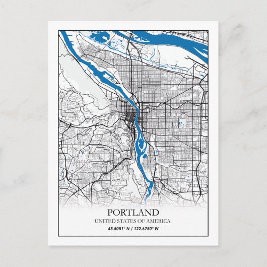 Carte Postale Portland Oregon USA Travel City Plan (Devant)
