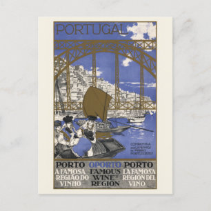 Carte Postale Porto Famous Wine Région portugaise Vintage Poster