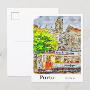 Carte Postale Porto Portugal Aquarelle Voyage Croquis main