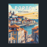 Carte Postale Porto Portugal Travel Art Vintage<br><div class="desc">Conception de déplacement vectoriel Porto rétro. Porto est une ville côtière du nord-ouest du Portugal connue pour ses ponts imposants et sa production de vin de port.</div>