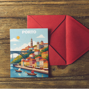 Carte Postale Porto Portugal Voyage Artistique Rétro