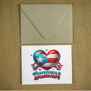 Carte Postale Porto Rico Boricua Love Heart Flag