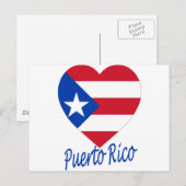 Carte Postale Porto Rico - Coeur du drapeau (Devant / Derrière)
