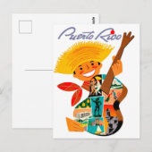 Carte Postale Porto Rico, homme avec une guitare (Devant / Derrière)