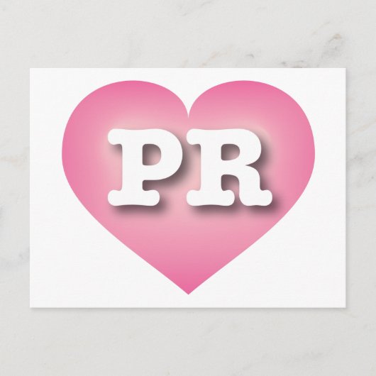 Carte Postale Porto Rico Pink Fade Heart - J'aime PR (Devant)