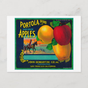 Carte Postale Portola Apple Étiquette Crate