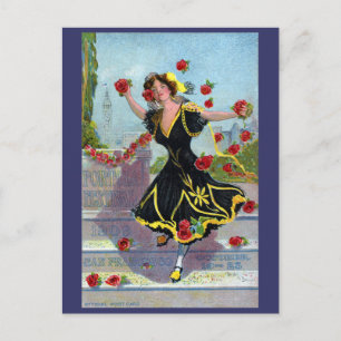 Carte Postale Portola Festival Lady avec Rose 1909