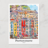 Carte Postale Portovenere Italie Voyage Aquarelle main tirée (Devant)