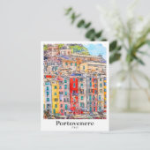 Carte Postale Portovenere Italie Voyage Aquarelle main tirée (Debout devant)