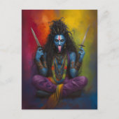 Carte Postale Portrait Abstrait Arc-en-Ciel de la Déesse Kali (Devant)