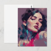 Carte Postale Portrait Abstrait avec Reflets Néon (Devant / Derrière)