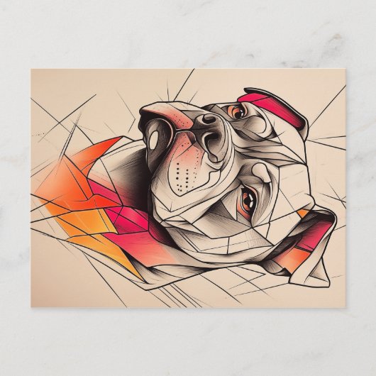 Carte Postale Portrait abstrait de Pit Bull (Devant)