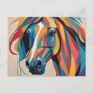 Carte Postale Portrait abstrait dynamique de cheval