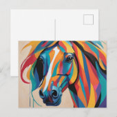 Carte Postale Portrait abstrait dynamique de cheval (Devant / Derrière)
