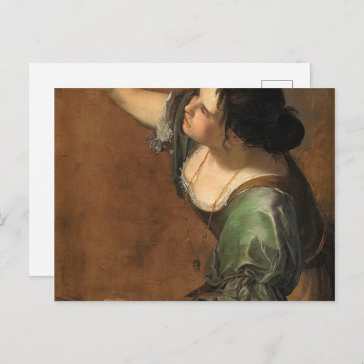 Carte Postale Portrait Allégorie Peinture Artemisia Gentilesc (Devant / Derrière)