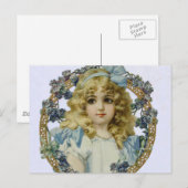 Carte Postale Portrait Antique de Petite Fille Enfant Joli (Devant / Derrière)