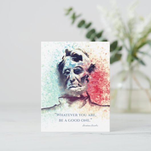 Carte Postale Portrait aquarelle d'Abraham Lincoln en rouge et b (Debout devant)