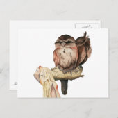 Carte Postale Portrait aquarelle de frères et sœurs de hibou (Devant / Derrière)