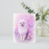 Carte Postale Portrait aquarelle de Pomeranian 1 (Debout devant)