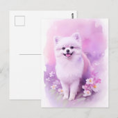 Carte Postale Portrait aquarelle de Pomeranian 1 (Devant / Derrière)